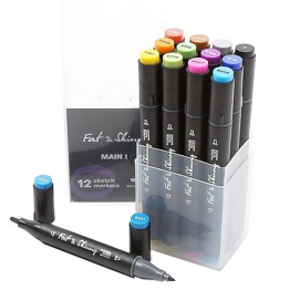 Набор скетч-маркеров Fat&Skinny "Основной 1" 12 шт спиртовые чернила
