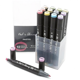 Набор скетч-маркеров Fat&Skinny "Пастельные" 12 шт спиртовые чернила