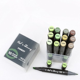 Набор скетч-маркеров Fat&Skinny "Лес" 12 шт спиртовые чернила