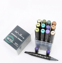 Набор скетч-маркеров Fat&Skinny "Мистический лес" 12 шт спиртовые чернила