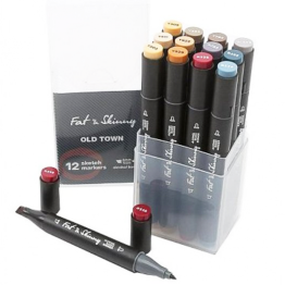 Набор скетч-маркеров Fat&Skinny "Старый город" 12 шт спиртовые чернила