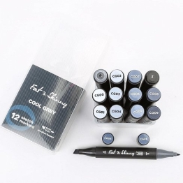 Набор скетч-маркеров Fat&Skinny "Холодные серые" 12 шт спиртовые чернила