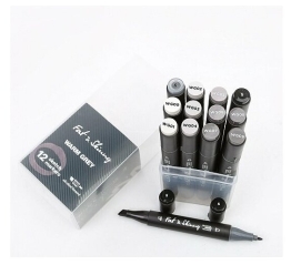 Набор скетч-маркеров Fat&Skinny "Теплые серые" 12 шт спиртовые чернила