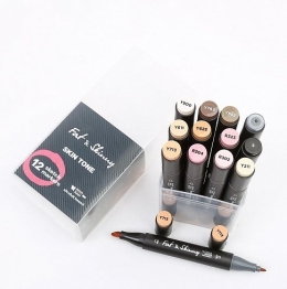 Набор скетч-маркеров Fat&Skinny "Телесные" 12 шт спиртовые чернила