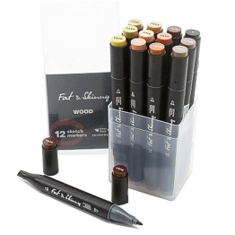 Набор скетч-маркеров Fat&Skinny "Древесные" 12 шт спиртовые чернила