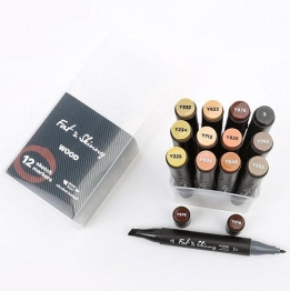 Набор скетч-маркеров Fat&Skinny "Древесные" 12 шт спиртовые чернила