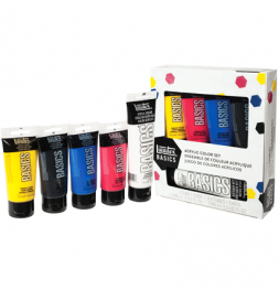 Набор акриловых красок Liquitex Acrylic Basics 4 цвета в тубах 75 мл и белила 118 мл