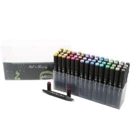 Набор скетч-маркеров Fat&Skinny 60 шт cпиртовые чернила