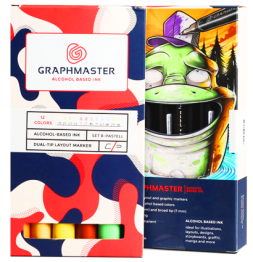 Набор спиртовых маркеров Graphmaster Box Set 12 Pastel в кейсе (пастельные)