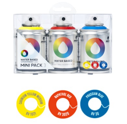 Набор красок для граффити аэрозоль Water Based 3 цвета по 100 мл (красный, желтый, синий)