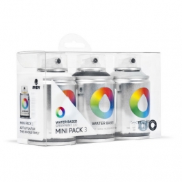 Набор красок для граффити аэрозоль Water Based 3 цвета по 100 мл (серый, черный, белый)