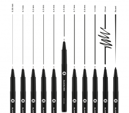 Набор черных линеров Molotow BLACKLINER comlete set 11 штук