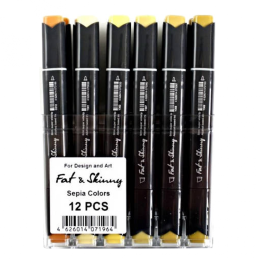 Набор скетч-маркеров Fat&Skinny "Сепия" 12 шт спиртовые чернила
