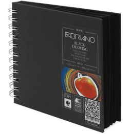 Скетчбук Fabriano Black Drawingbook с черной бумагой квадратный на пружине 30х30см / 40 листов / 190 гм