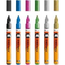 Набор акриловых маркеров Molotow ONE4ALL 127HS "Металлик" 6 шт / 2 мм