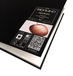 Скетчбук Fabriano Drawingbook в твердом переплете на пружине А4 / 60 листов / 160 гм (пейзаж)