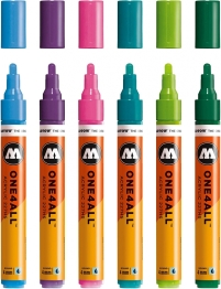 Набор акриловых маркеров Molotow ONE4ALL 127HS "Неоновый 2" 6 шт / 2 мм