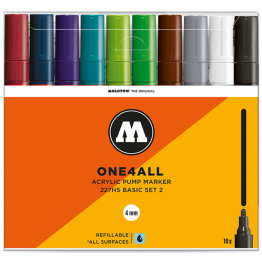 Набор акриловых маркеров Molotow ONE4ALL 227HS "Базовый 2" 10 шт / 4 мм