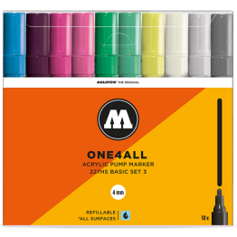 Набор акриловых маркеров Molotow ONE4ALL 227HS "Базовый 3" 10 шт / 4 мм