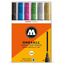Набор акриловых маркеров Molotow ONE4ALL 227HS "Металлик" 6 шт / 4 мм