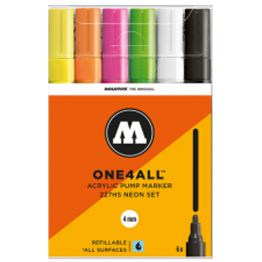 Набор акриловых маркеров Molotow ONE4ALL 227HS "Неоновый" 6 шт / 4 мм