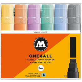 Набор акриловых маркеров Molotow ONE4ALL 627HS "Пастельный 1" 6 шт / 15 мм
