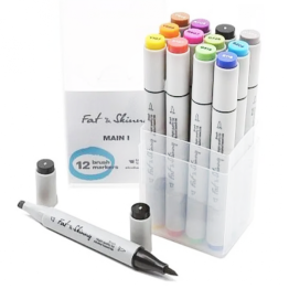 Маркеры для скетчей Fat&Skinny Brush "Основной 1" 12 шт спиртовые чернила