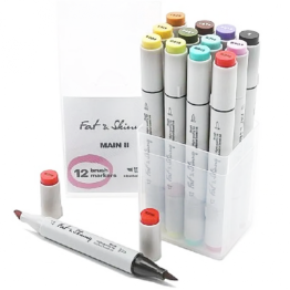 Маркеры для скетчей Fat&Skinny Brush "Основной 2" 12 шт спиртовые чернила