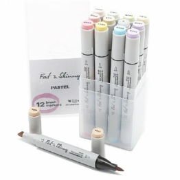 Маркеры для скетчей Fat&Skinny Brush "Пастельные" 12 шт спиртовые чернила