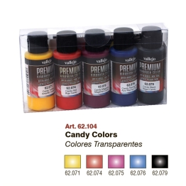 Набор прозрачных красок Vallejo Premium Candy Colors 5х60мл