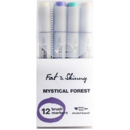 Маркеры для скетчей Fat&Skinny Brush "Мистический лес" 12 шт спиртовые чернила