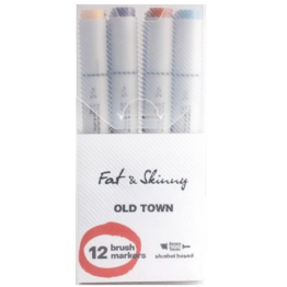 Маркеры для скетчей Fat&Skinny Brush "Старый город" 12 шт спиртовые чернила