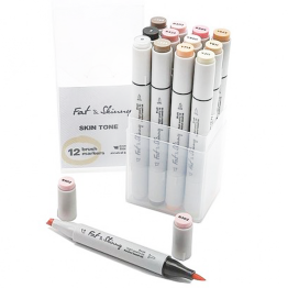 Маркеры для скетчей Fat&Skinny Brush "Телесные" 12 шт спиртовые чернила