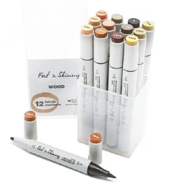 Маркеры для скетчей Fat&Skinny Brush "Древесные" 12 шт спиртовые чернила